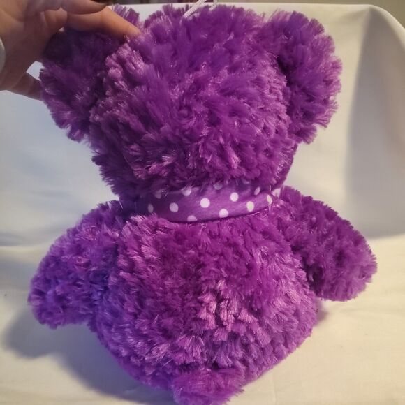 Toy Factory Plush Purple Polka Dot Bear with Ribbon 18" Super Soft 2017 - Picture 3 of 8